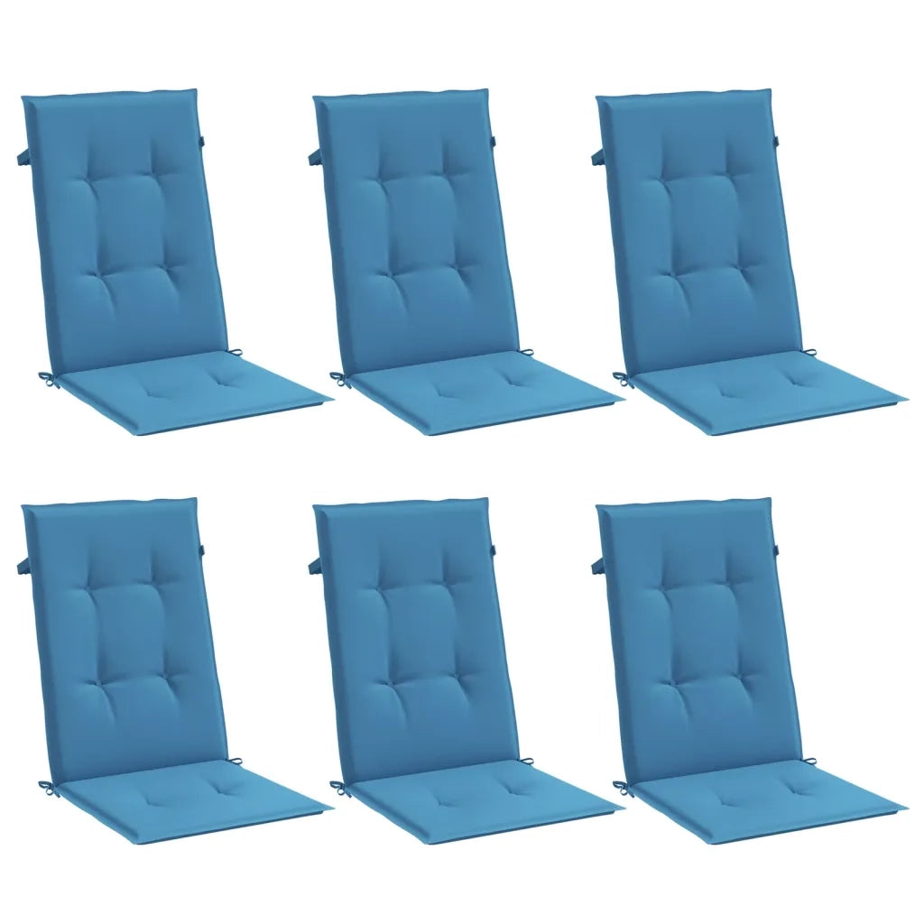Cuscini Sedia Schiena Alta 6 Blu Mélange 120x50x4 Tessuto 4002426