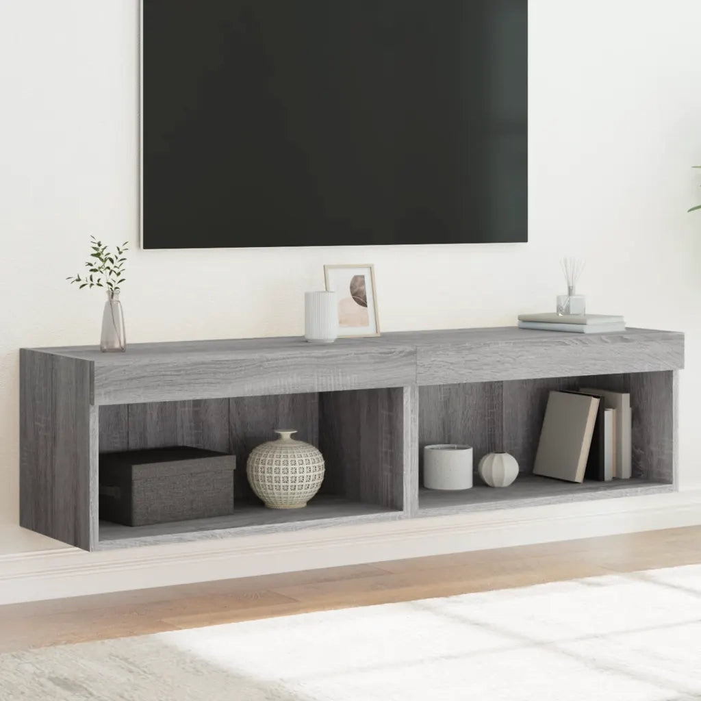 Mobili Porta TV con Luci LED 2pz-Set di 2 Credenza per TV Grigio Sonoma 60x30x30 cm