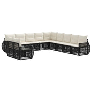 Set Divano da Giardino 11 pcs Nero e Bianco Crema polyrattan 3435469