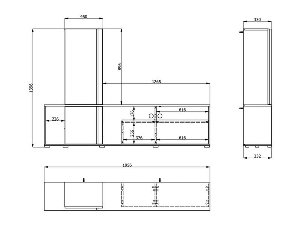 Mobile Soggiorno Montiano, Parete Attrezzata Modulabile, 195.5x33x139.5h cm Marrone Rovere Nodi