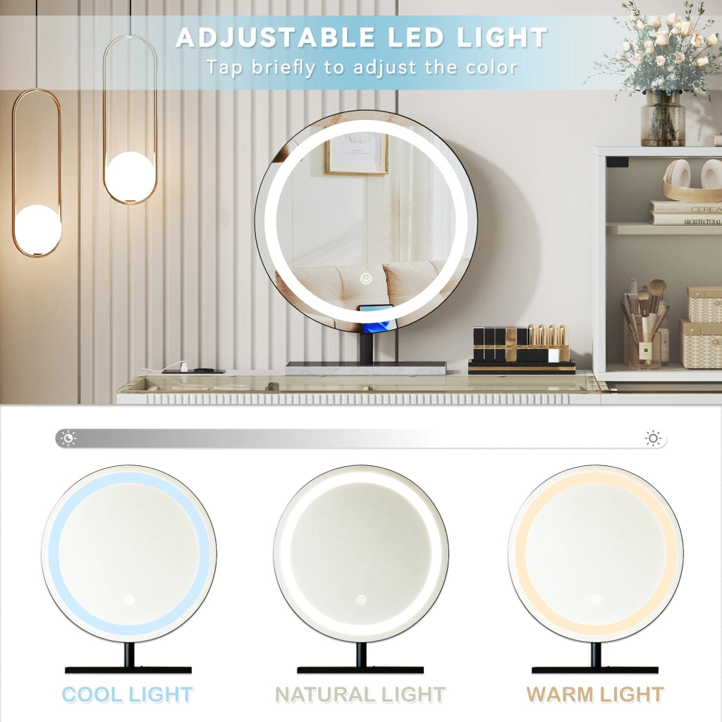 Toeletta con 5 cassetti; armadietto; specchio LED; per camera da letto; 120x40x120 cm