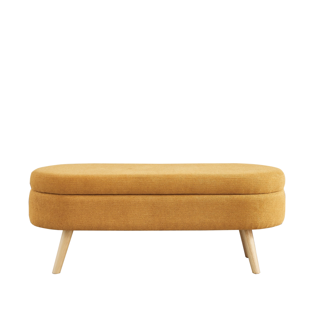 Panca contenitore con scomparto di stoccaggio in chenille gialla per camera da letto ingresso e soggiorno 110 cm
