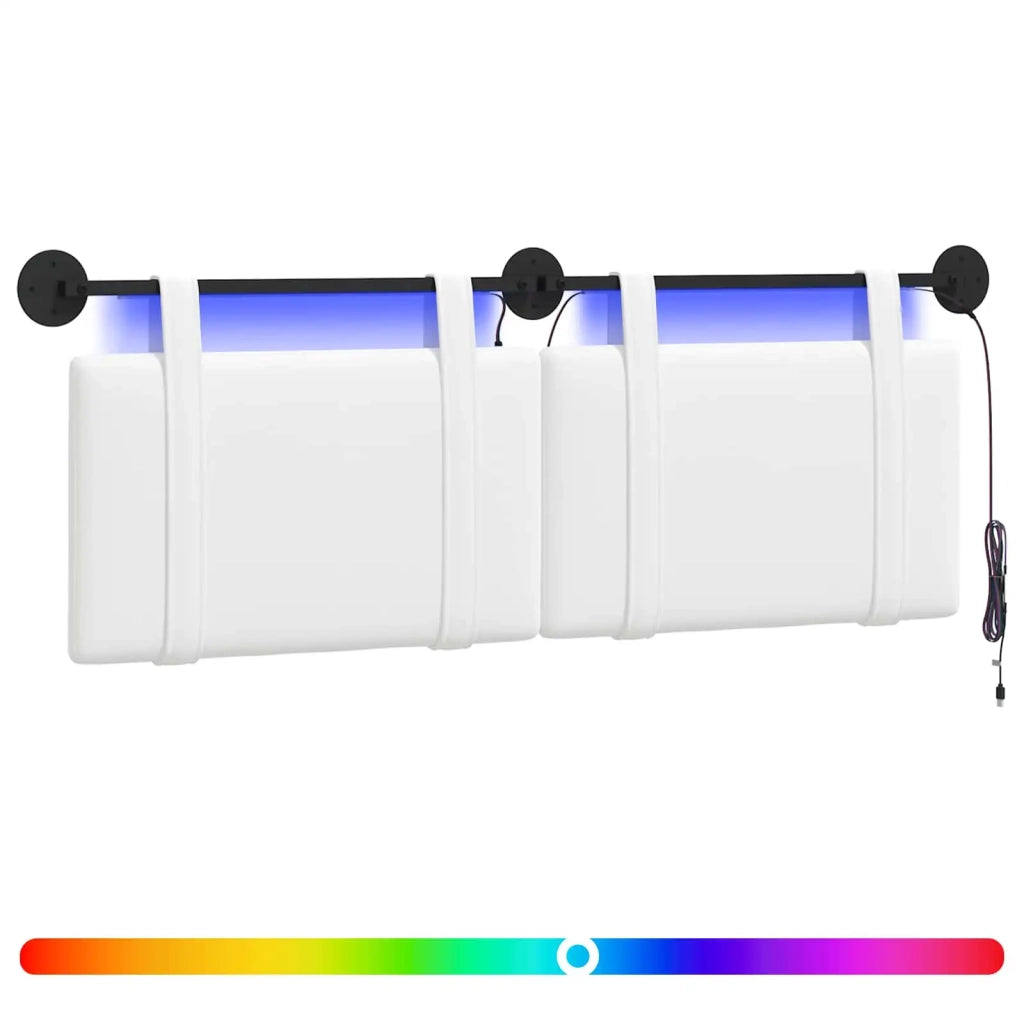 Testiera sospesa Con luce LED Bianco Tessuto