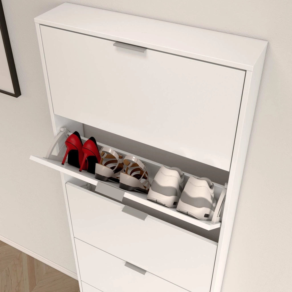 Mobile Portascarpe Anatra, Scarpiera 15 Paia, 70x17x180h cm Bianco Lucido