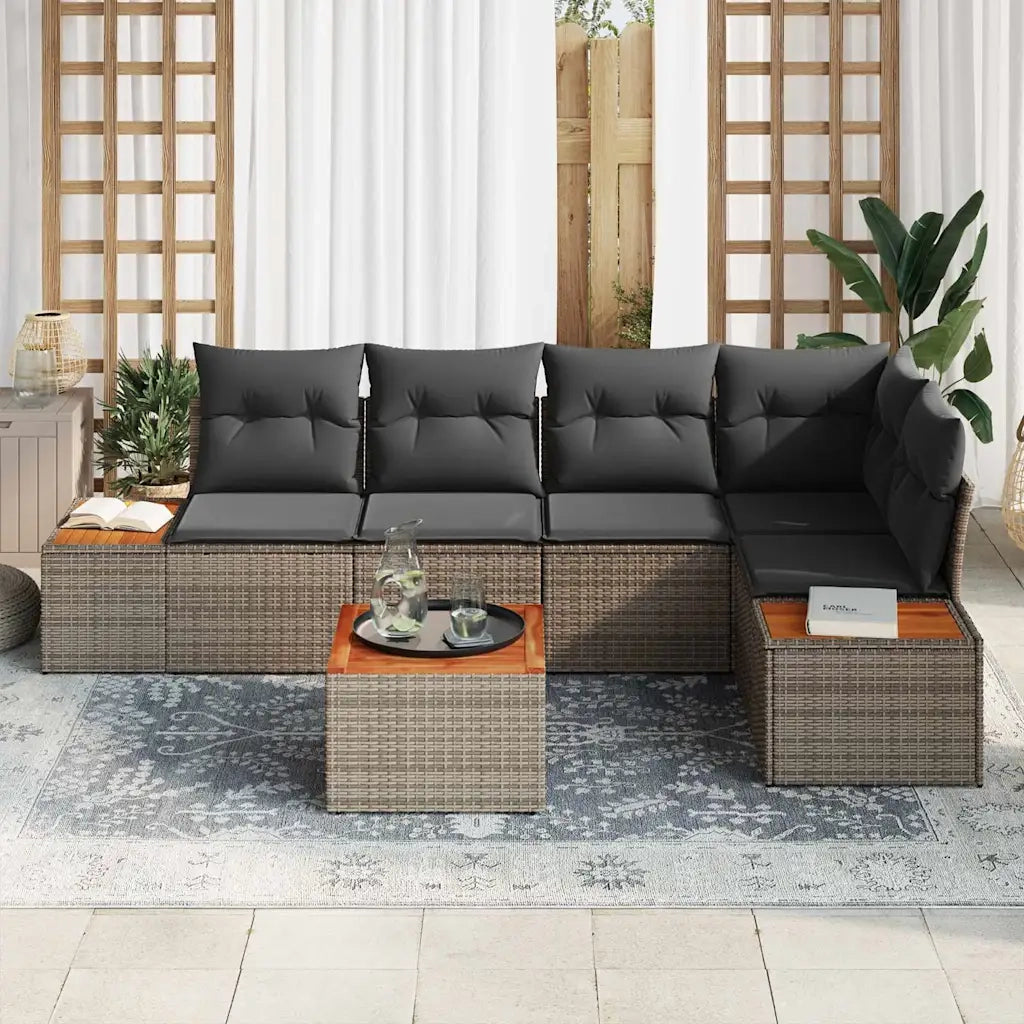 Set Divano da Giardino con cuscino 6 pcs Grigio Poly Rattan 3356759