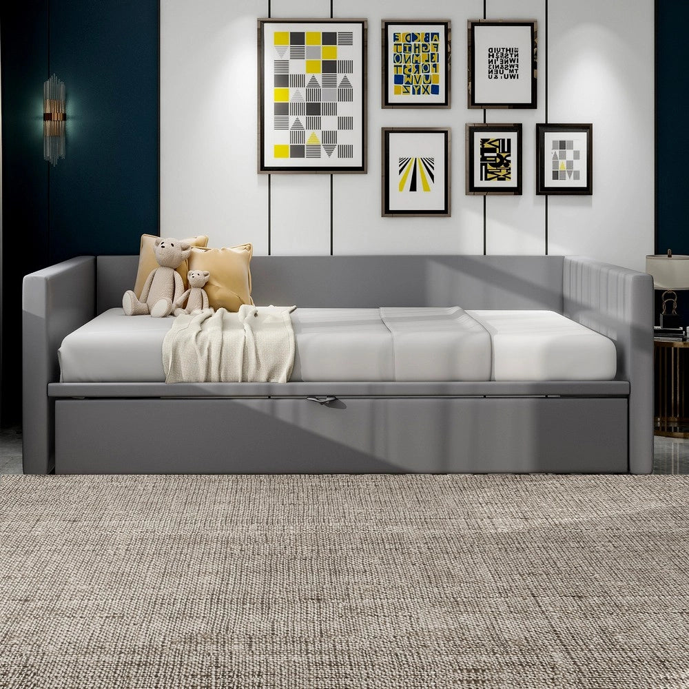 Letto Estraibile Matrimoniale Imbottito in Velluto ¨C MINIMAL ¨C Grigio 90x200/180x200