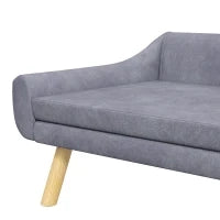 Divano per Cani Design Scandinavo con Cuscino Morbido Rimovibile, Tessuto Effetto Velluto, Piedi in Legno Massello