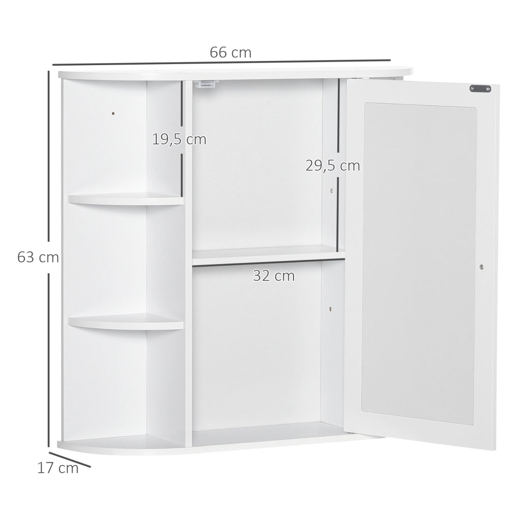 Armadietto Bagno con Specchio ¨C zephmum ¨C Bianco 66x17x63