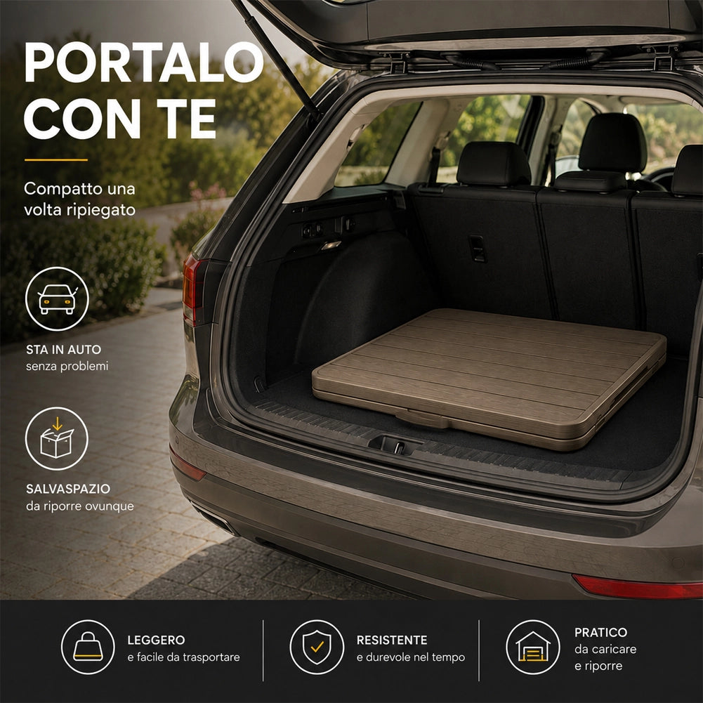 Tavolo Pieghevole Tortora Effetto Legno Resistente Tavolino Esterno 180x74x74cm