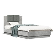 Letto singolo | Letto per adulti | Giroletto Testiera Grigio Cemento 100x200 cm Legno Multistrato