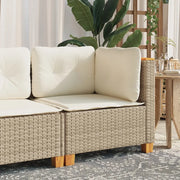 Divano Angolare da Giardino con Cuscini-Sofa da Giardino-Divanetto da esterno Beige in Polyrattan 865485