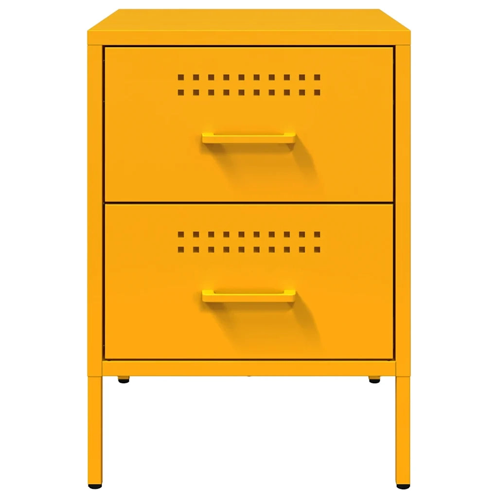 Comodino | Armadio da Notte | Mobiletto da notte Giallo Senape 36x39x50,5 cm in Acciaio