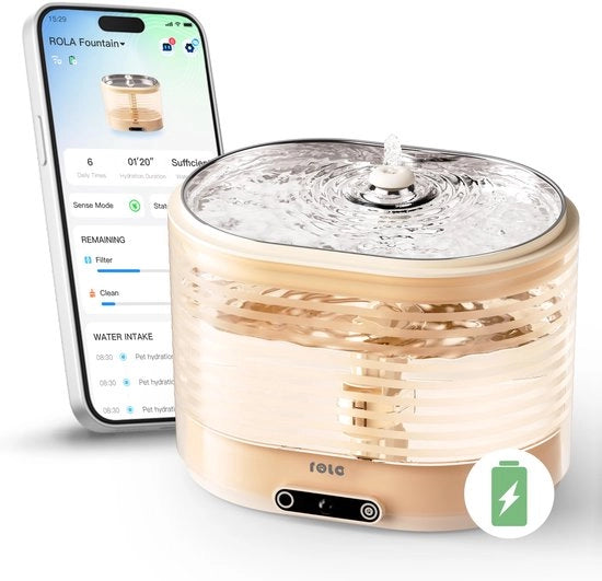 Draadloso Fonteino per Gatti con App, 2L Fonteino per Animali, Silenzioso Fonteino per Acqua
