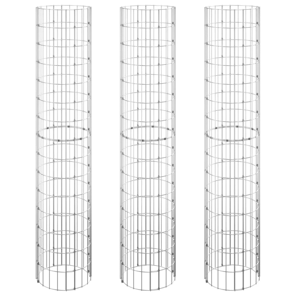 Gabbione circolare rialzato 3 pezzi acciaio zincato Ø30 x 150 cm argento 02_0039902