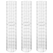 Gabbione circolare rialzato 3 pezzi acciaio zincato Ø30 x 150 cm argento 02_0039902
