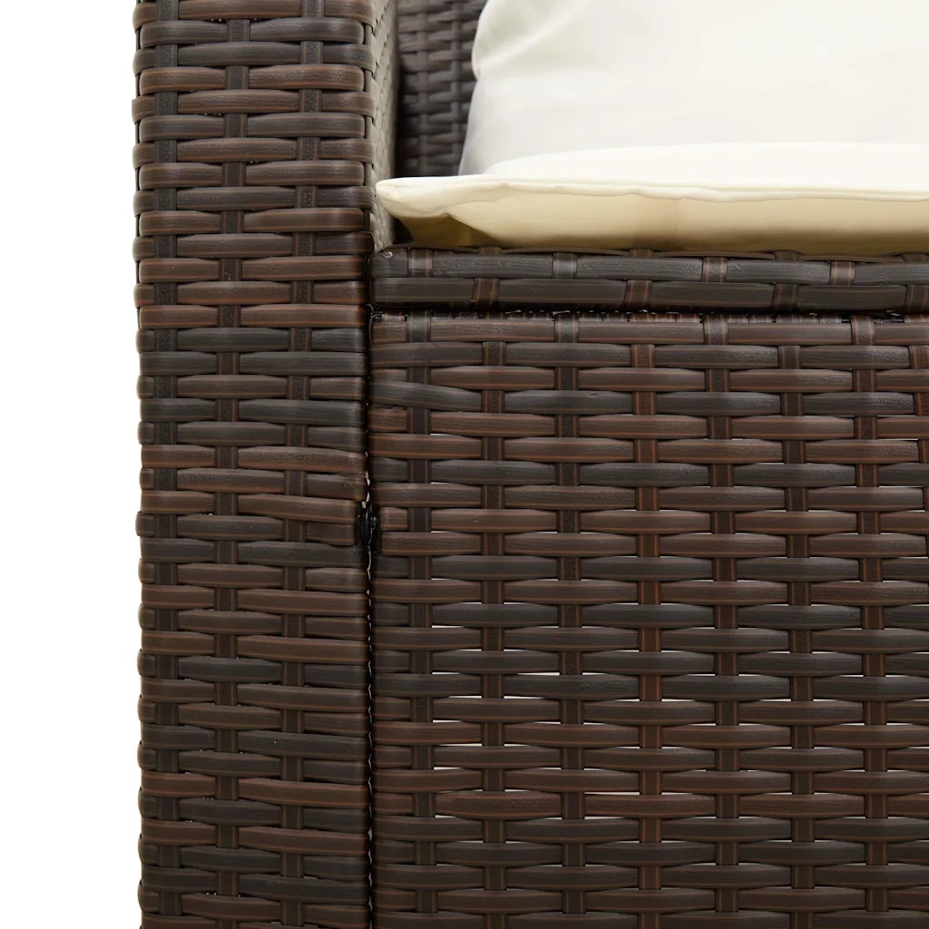 Set Divano da Giardino 5 pz con Cuscini Marrone in Polyrattan