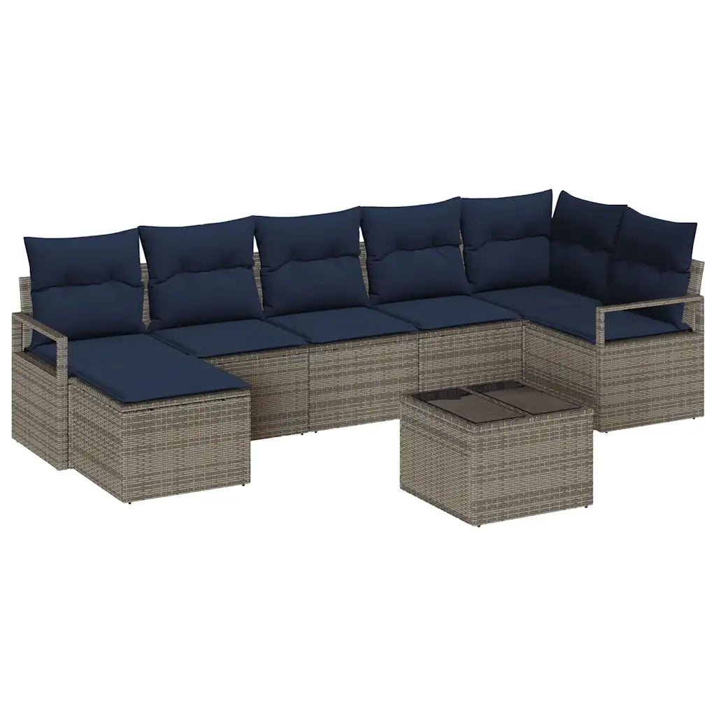 Set di divani con cuscino 8 pcs Grigio polyrattan