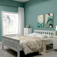 Letto Singolo dal Design Semplice, per Adulti e adolescenti, senza Materasso, 140x200 cm, Bianco