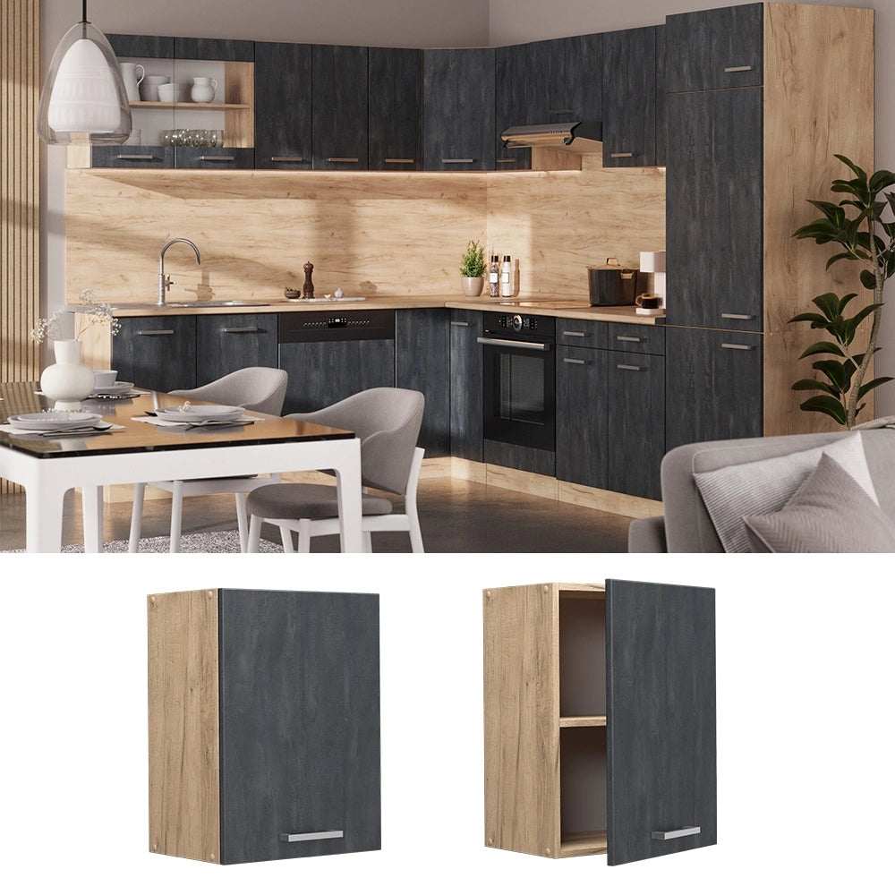 Pensile da cucina R-Line Calce nera/Rovere dorato 45 cm Vicco