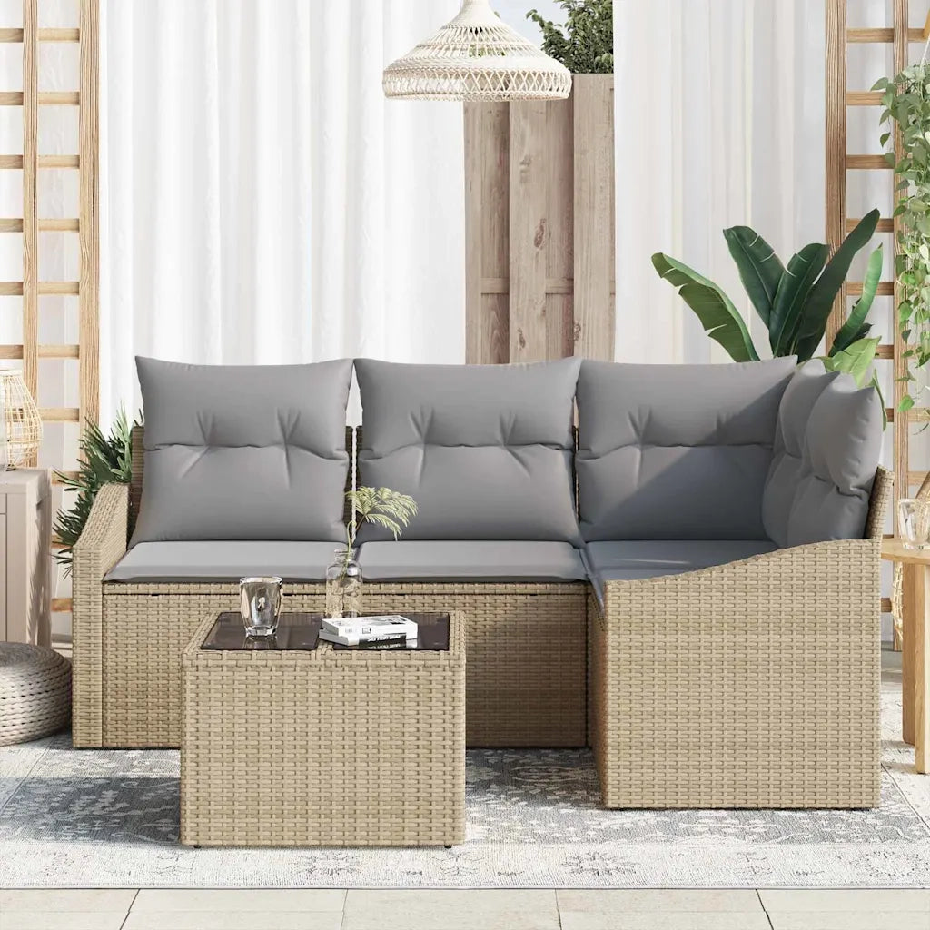Set Divano da Giardino 5 pcs Beige e Grigio Chiaro polyrattan 3355379