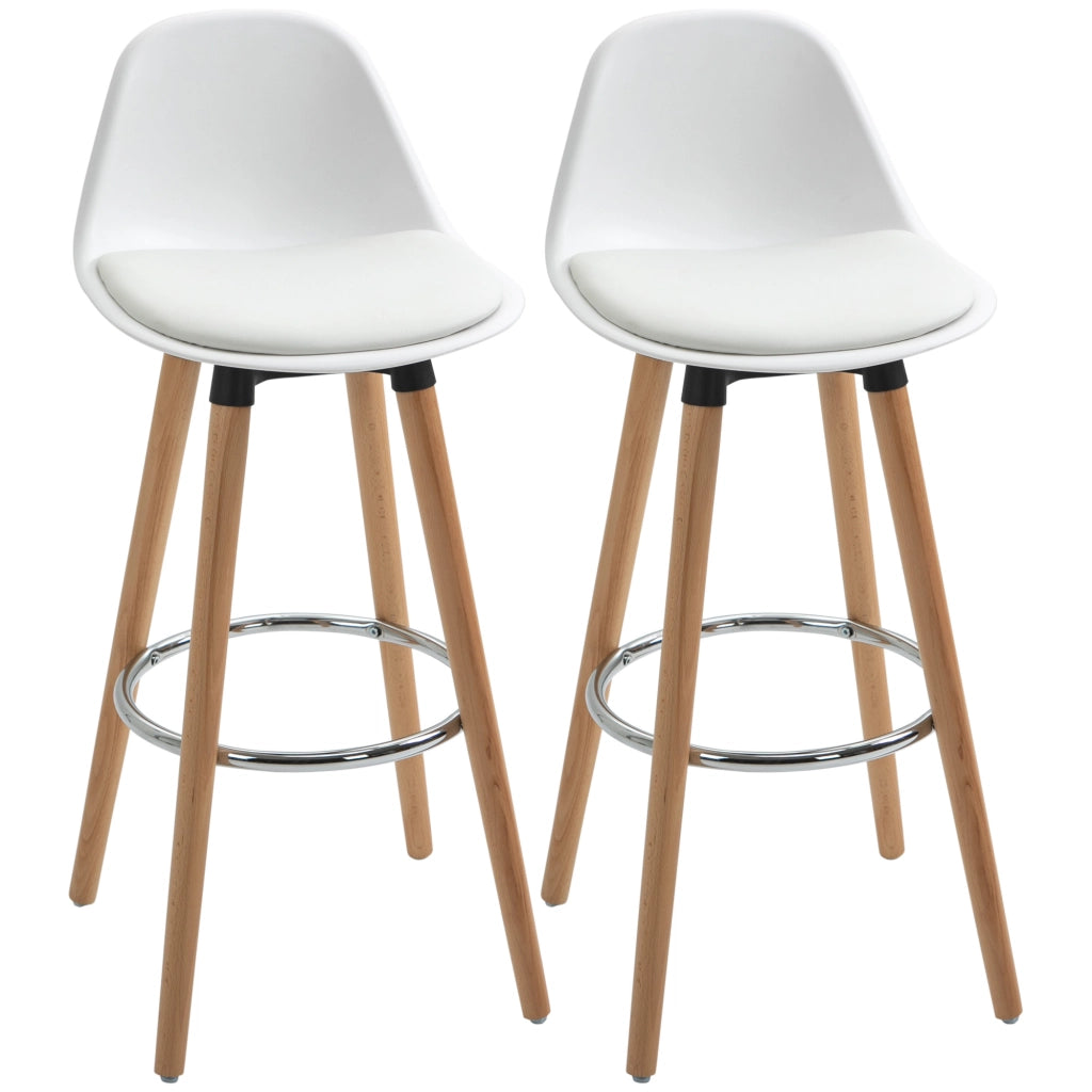Sgabelli da Bar 2 Pezzi con Schienale ¨C zephmum ¨C Legno e Plastica, Bianco