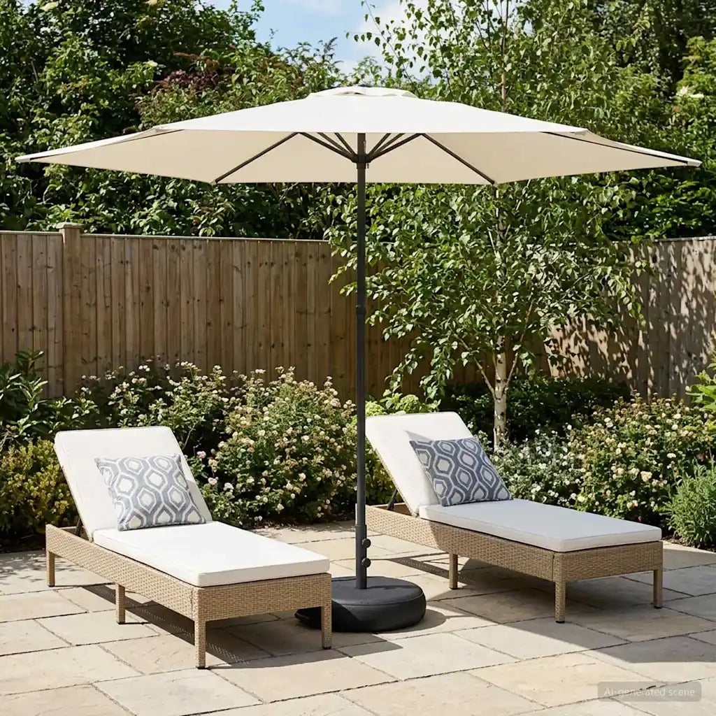 Ombrello da giardino 300 x 300 cm Poliestere Rettangolare Crema 42036231