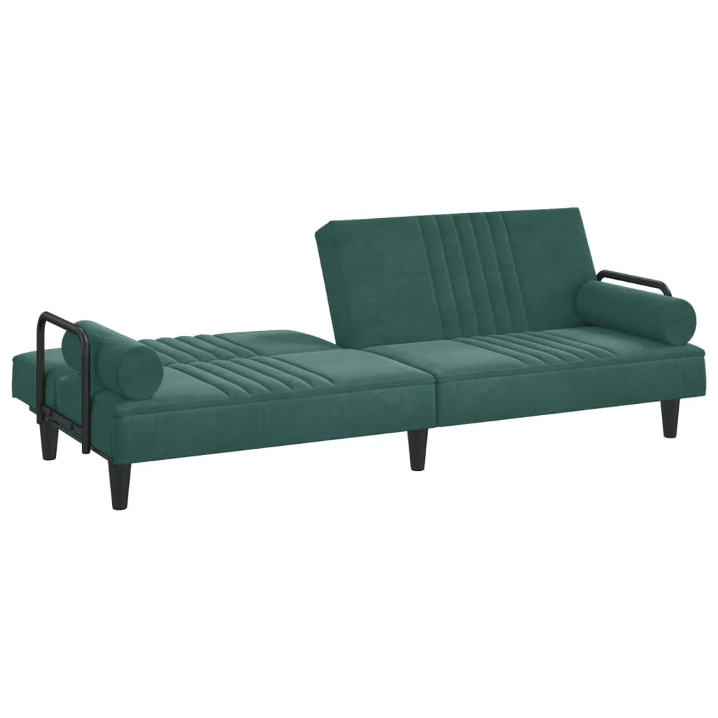 Divano letto con braccioli velluto verde scuro 02_0019839