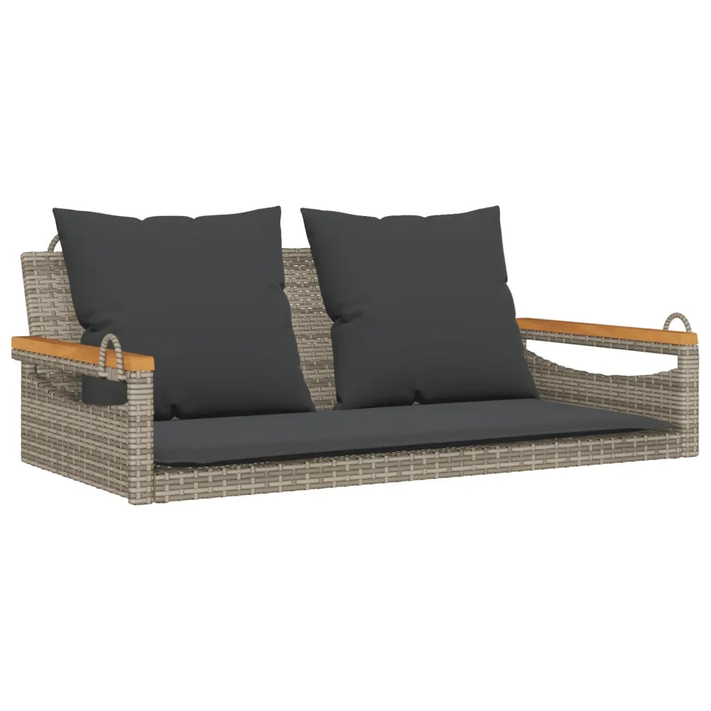 Panchina Dondolo con Cuscini Grigia 109x62x40 cm in Polyrattan 368147