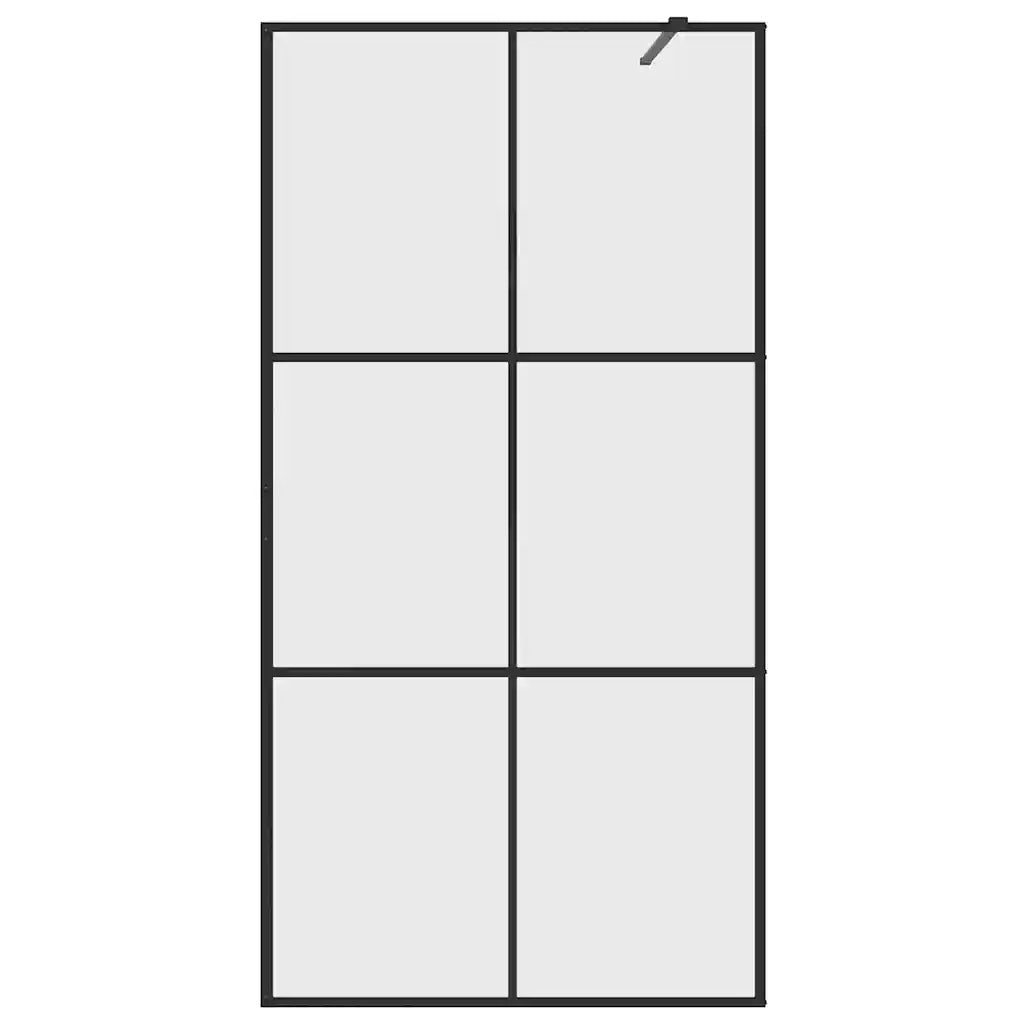 Parete per Doccia Walk-in Vetro Trasparente ESG Nera 100x195 cm