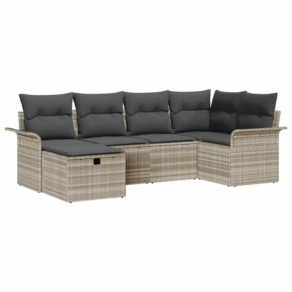 Set Divano da Giardino 6 pcs Grigio chiaro polyrattan 3358881