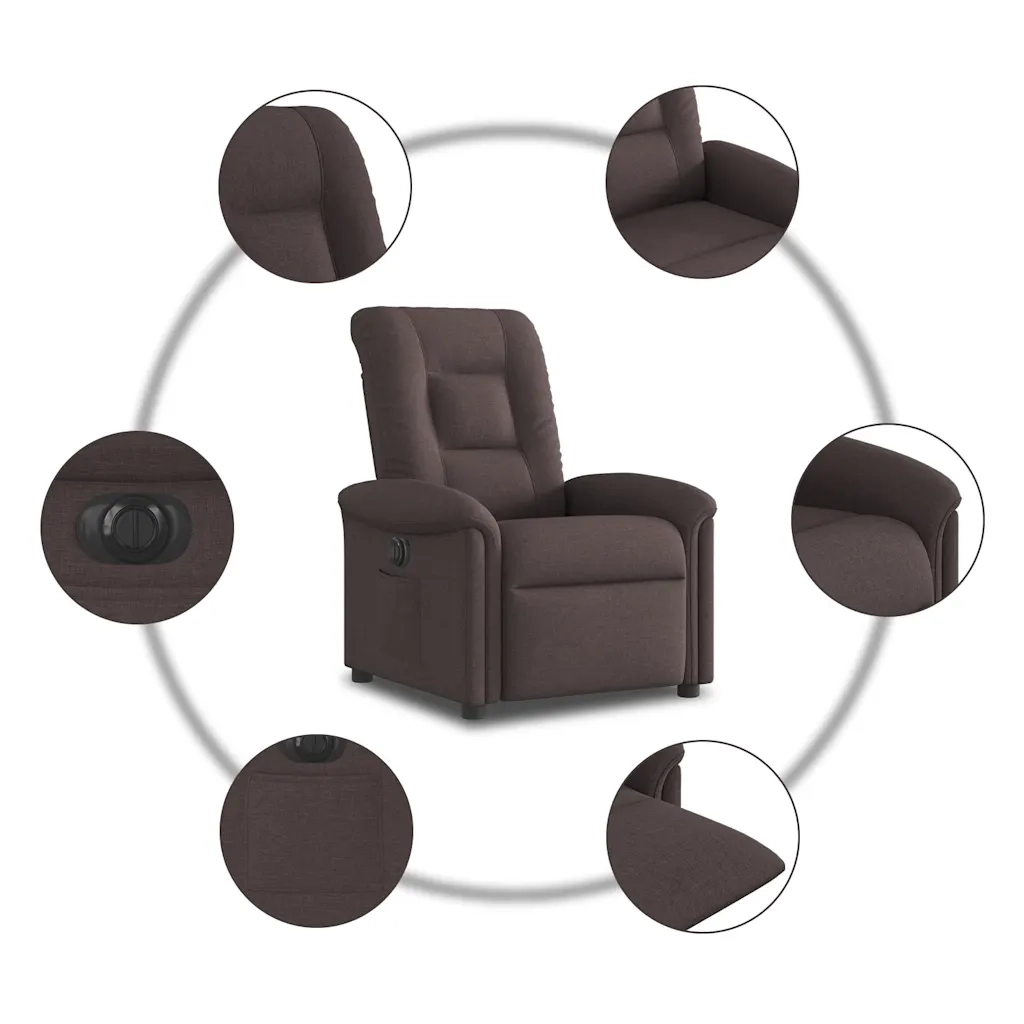 Poltrona | Sedia Relax Elettrica Reclinabile Marrone Scuro in Tessuto