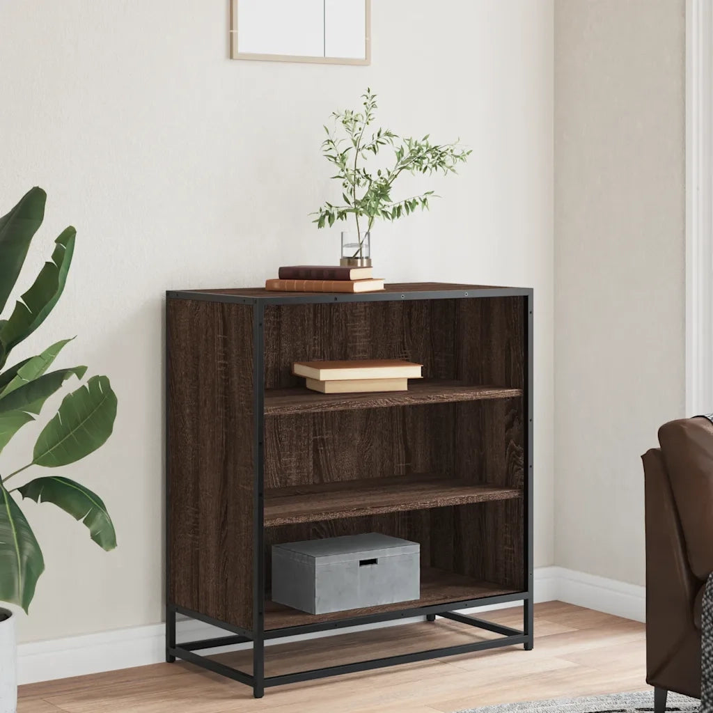 Credenza Rovere Marrone 68x35x76 cm in Truciolato e Metallo