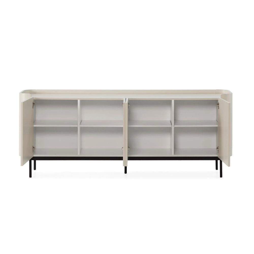 Credenza Willa18924 4 ante effetto cannettato colore crema 200x40x80H – Eleganza e capienza