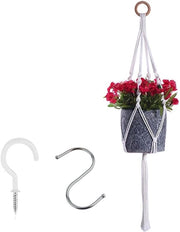 Vasi da fiore appesi - 1 pezzo | Macramè a mano con ganci per balcone e decorazione floreale