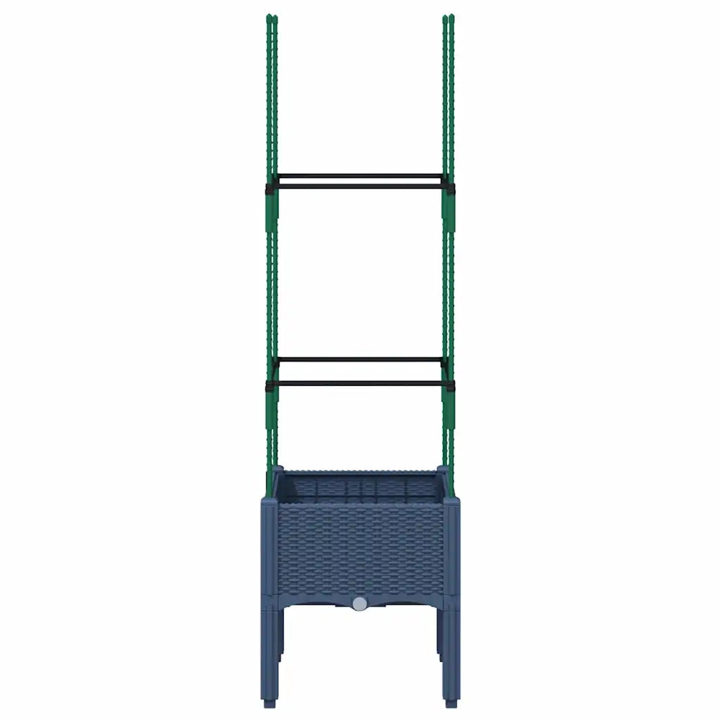 Fioriera | Cassetta per fiori | Vaso da Giardino e Graticcio Grigio Blu 40x40x142,5 cm PP