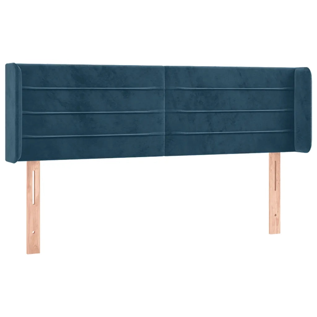 Testiera ad Orecchio-Testata con Orecchie Blu Scuro 147x16x78/88 cm in Velluto 185240