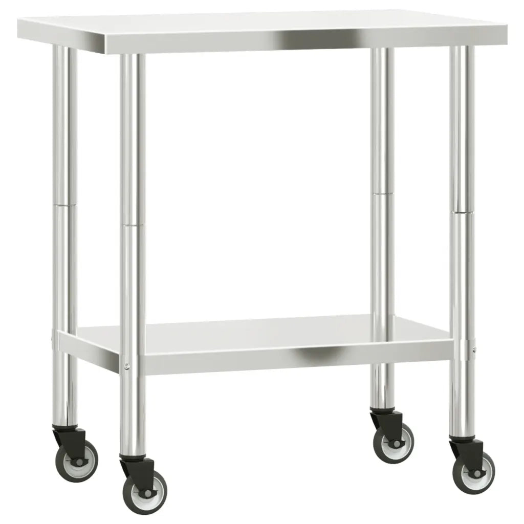 Tavolo da Lavoro Cucina con Ruote 82,5x55x85 cm in Acciaio Inox CFW8527361