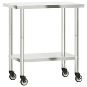 Tavolo da Lavoro Cucina con Ruote 82,5x55x85 cm in Acciaio Inox CFW8527361