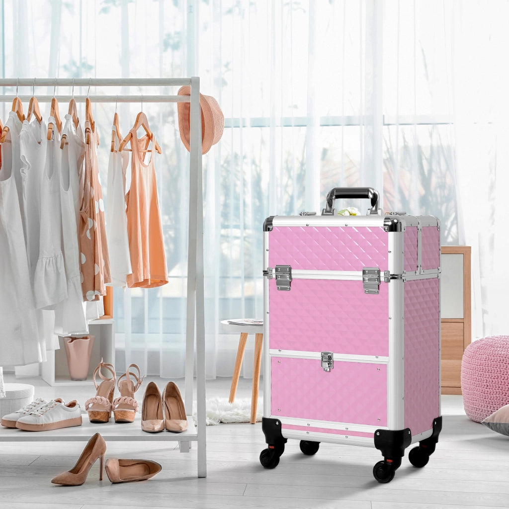 Valigia Trucco Professionale ¨C Zephmum ¨C Rosa 34x25x62 cm