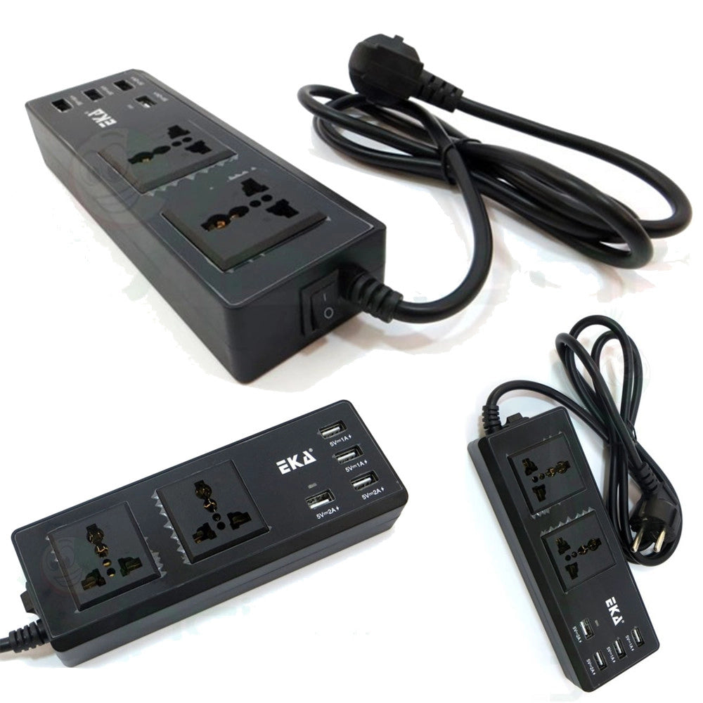 Trade Shop - Multipresa Presa Universale 2 Spine Uk Ita 4 Usb 2.1a 1a 5v Interruttore Nero -