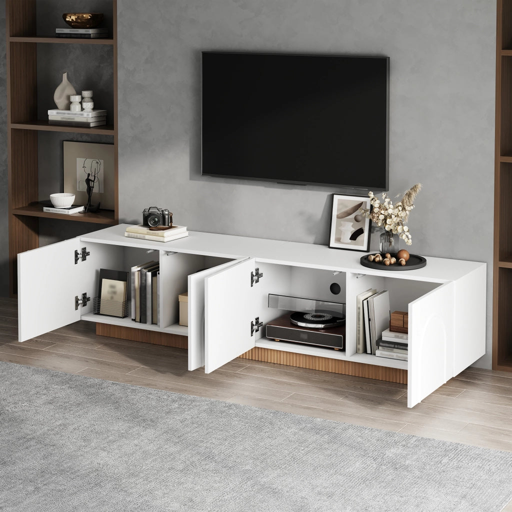 Mobile TV con 4 ante; frontali ad arco tridimensionale; 2 passacavi; per soggiorno; 170 × 38 × 42 cm