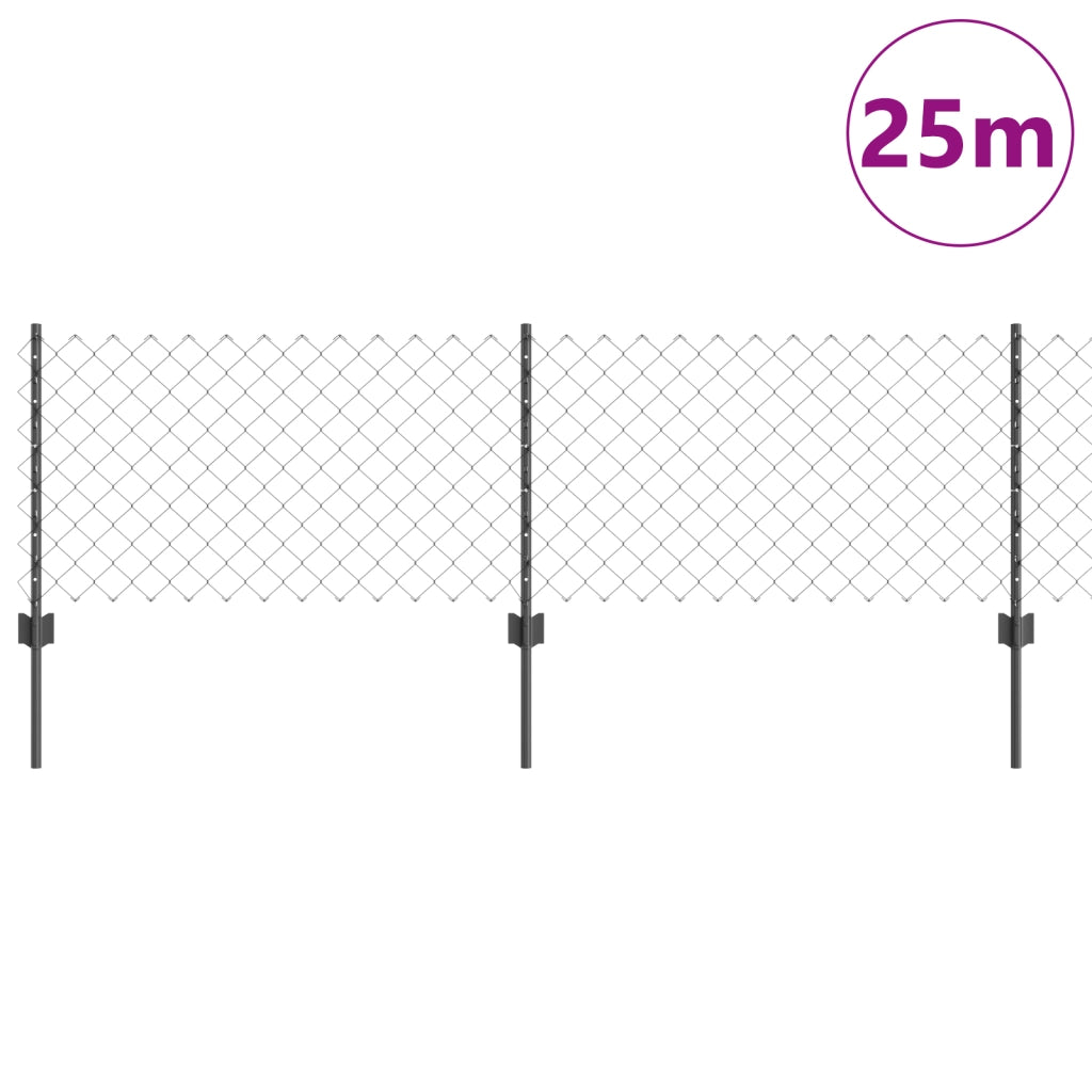 Recinzione a Catena con 22 Post U Grigia 0.6x25 m Acciaio
