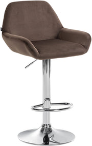 Sgabello Braga in velluto marrone,cromo