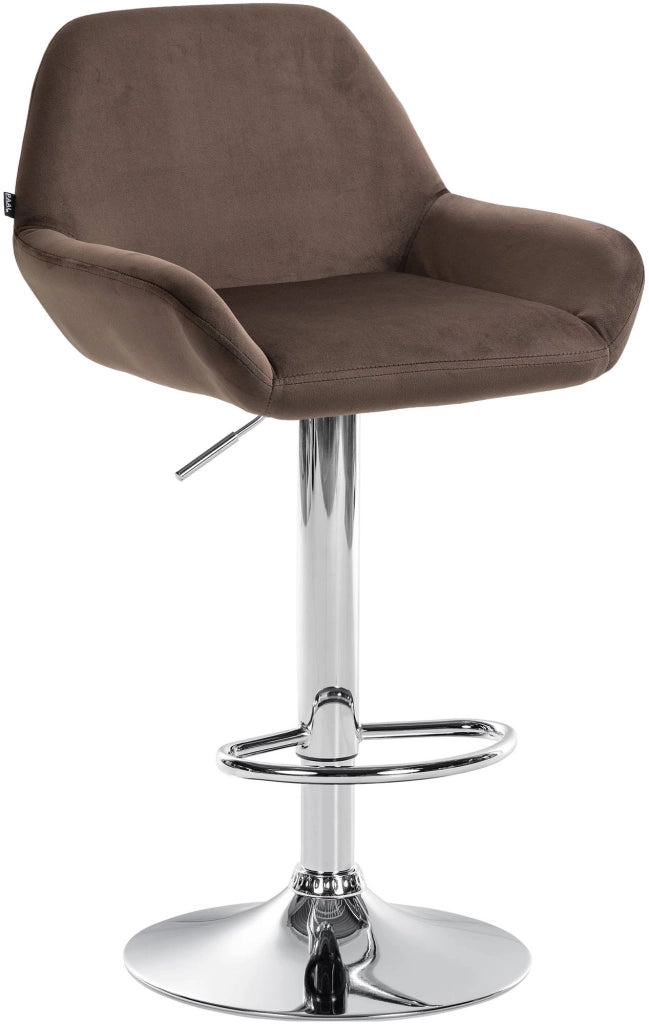 Sgabello Braga in velluto marrone,cromo