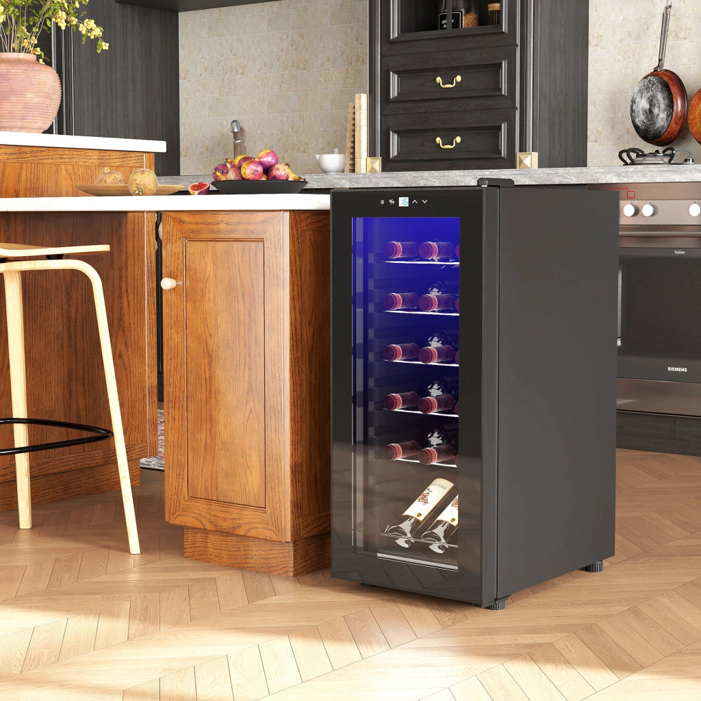Cantinetta per vini 18 bottiglie 50L ¨C zephmum ¨C nero, con luce LED