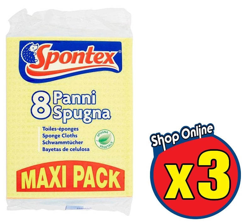 SPONTEX SPUGNA 3 X 8 PANNI SUPER ASSORBENTI IN MAXI FORMATO