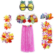 Set di costume hawaiano da 8 pezzi - calze - bracciali fiorali - collana fiorale - spilla per capelli hibiscus - occhiali da sole ananas - cordino elastico - tema costume