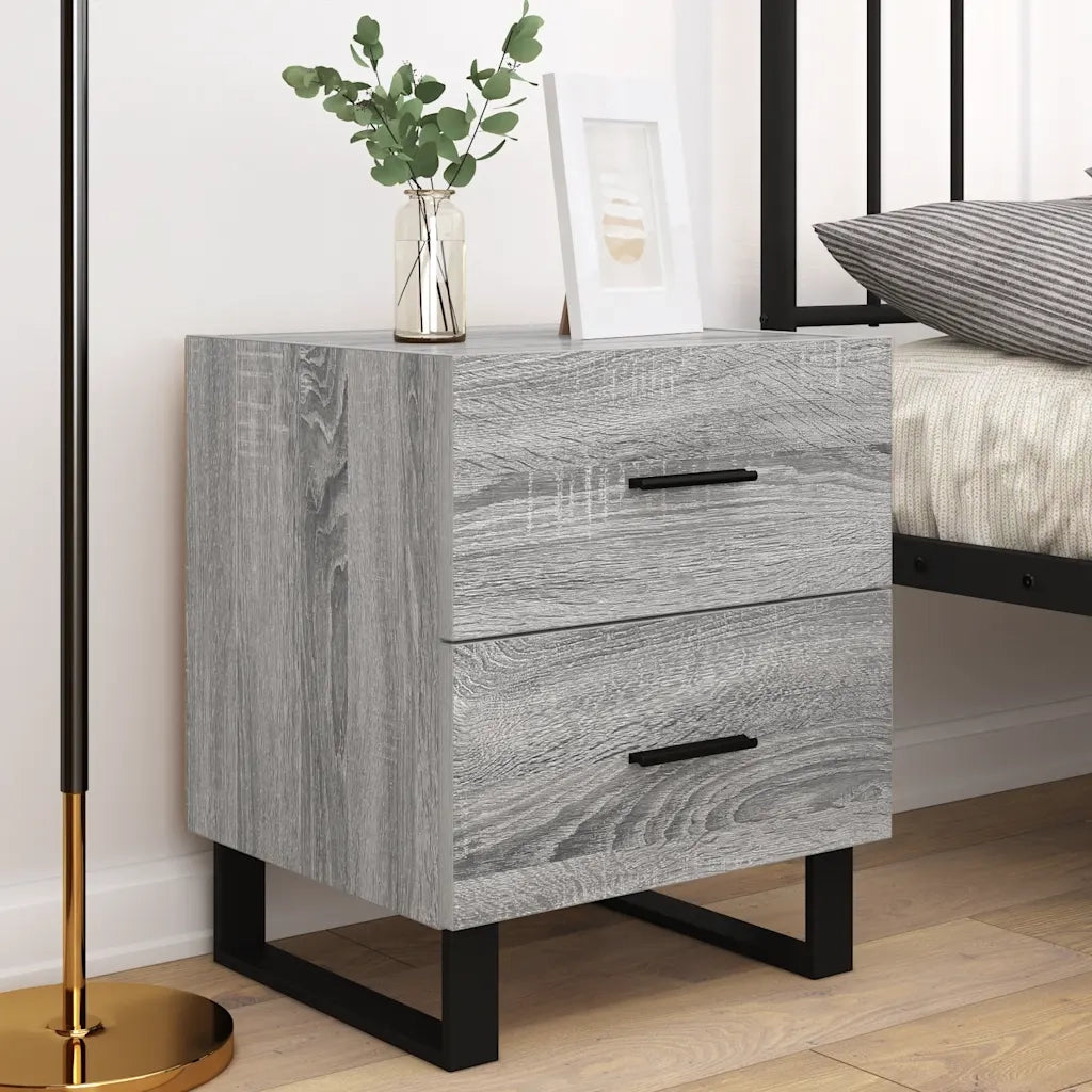 Set di 2 Comodini | Armadio da Notte | Mobiletto da notte Grigio Sonoma 40x35x47,5 cm in Legno Multistrato
