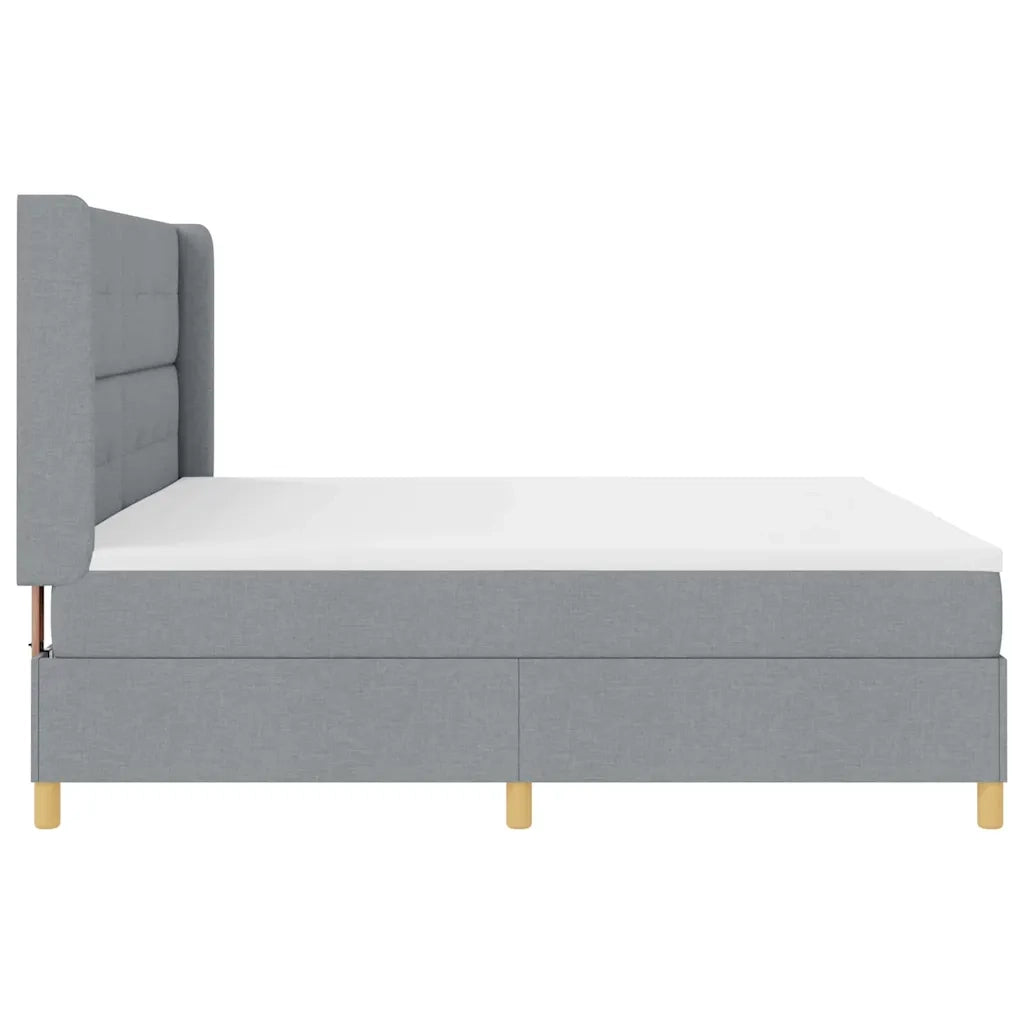 Letto a molle con testiera Grigio chiaro 200 x 200 cm Tessuto 3341854
