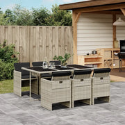 Set da Pranzo da Giardino 7 pz Cuscini Polyrattan Grigio Chiaro 3210551
